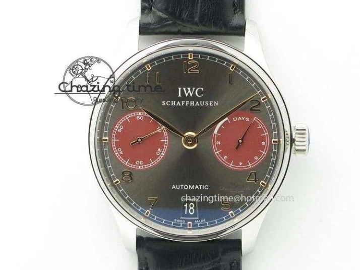 MIROTIME 0127 Lightweight Portuguese Tourbillon IW504602 SS ZF Best Edition Gray Dial on Brown Leather Strap 7177